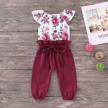 Burgundy Floral Kids Jumpsuit