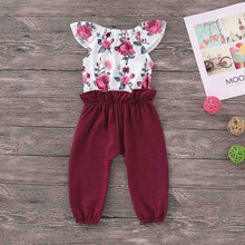 Burgundy Floral Kids Jumpsuit
