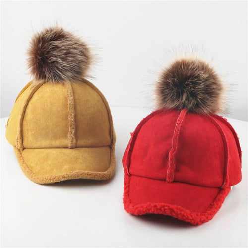 Baby Baseball Winter Cap with Fur