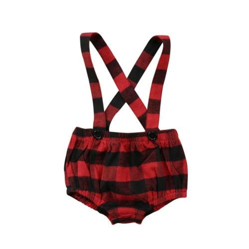Buffalo Plaid Suspender Shorts