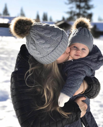 Mom and Me Beanies - Grey