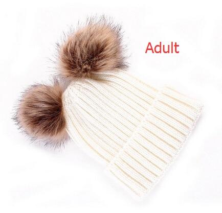 Double Pom Mom and Me Beanies
